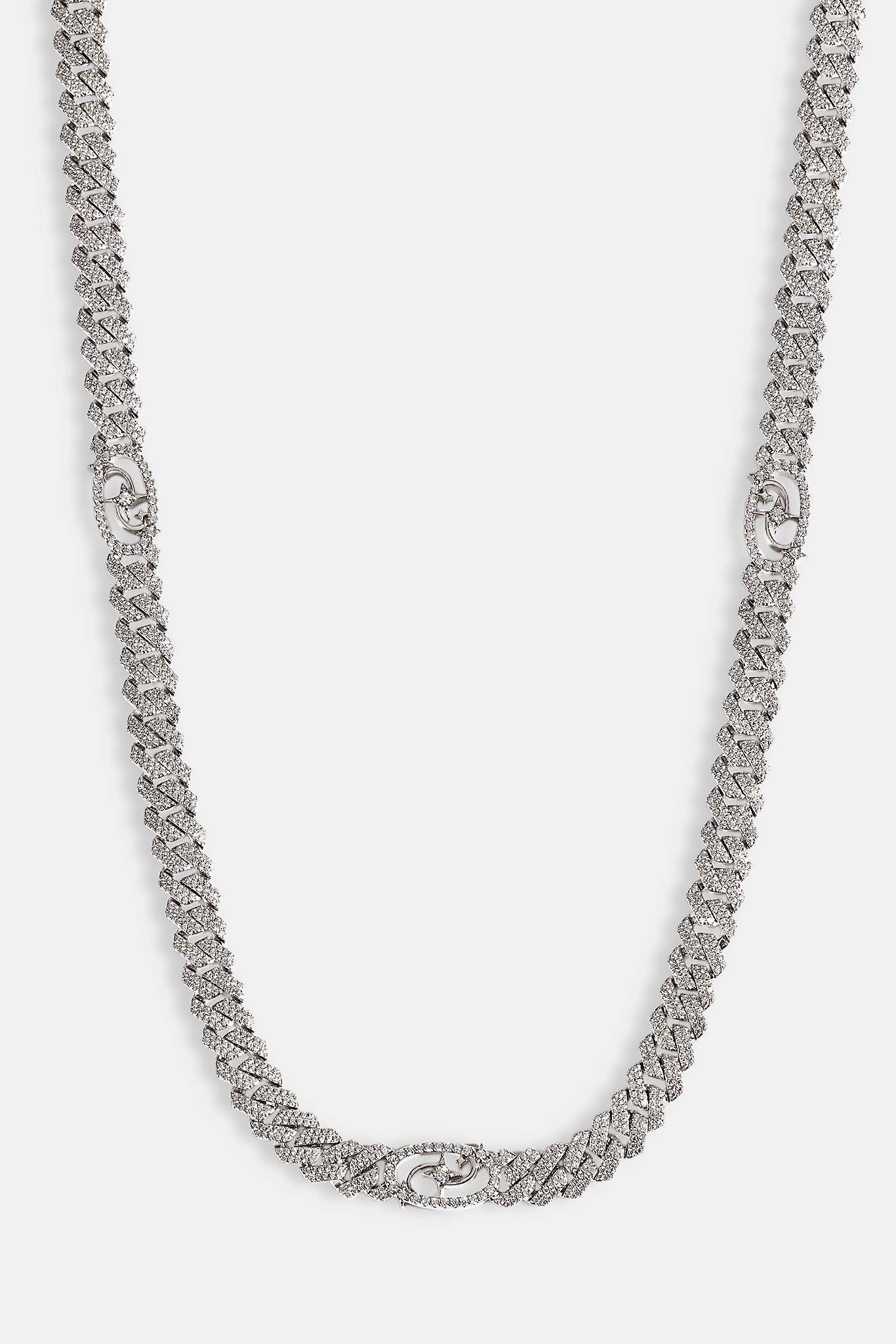 Iced Motif Cuban Chain - 8mm - White